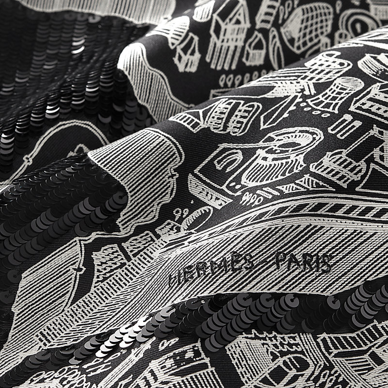 La Cite Cavaliere la Nuit embroidered scarf 90 - Blue | Hermès